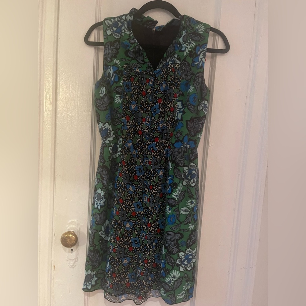 Anna Sui Mixed Floral Print Silk & Rayon Bamboo Dress
